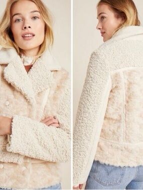 Anthropologie Marrakech Faux Fur Moto Jacket